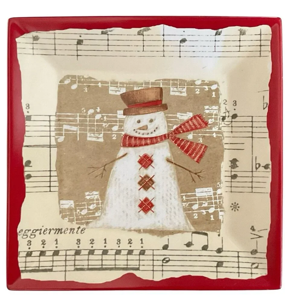 Oneida Winter Song Set Of 4 Salad Or Dessert Plates 8” Boxed Red Music Notes